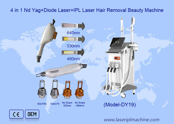 3 IN 1 Nd Yag 808nm Διοδίου Laser Απομάκρυνση Τατουάζ Μαλλιά IPL μηχανή θεραπείας ακμής