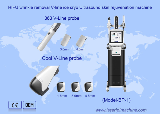 HIFU Απομάκρυνση ρυτίδων V γραμμή Ice Cryo υπερηχογράφηση μηχανή αναζωογόνησης του δέρματος