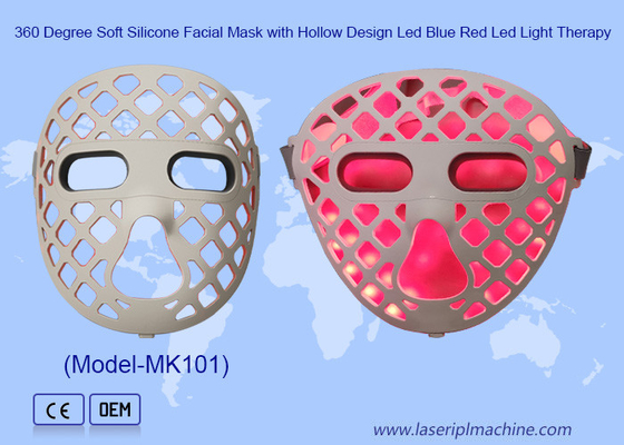 Σχεδιασμός Hollow Out Soft Silicone Blue Red Yellow Light Therapy LED Μάσκα προσώπου