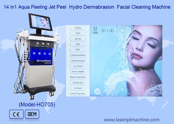 14 σε 1 Υπερήχων Σκρούμπερ RF Βιοκαθαρισμός προσώπου Μηχανή Υδροδερματόβρωση