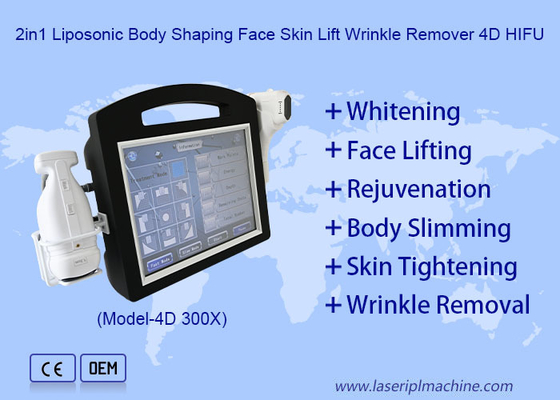 2 σε 1 Λιποσόνιο Σώμα Σχηματισμός Πρόσωπο Skin Lift Ρούκλες Απομάκρυνση 4d Hifu Μηχανή