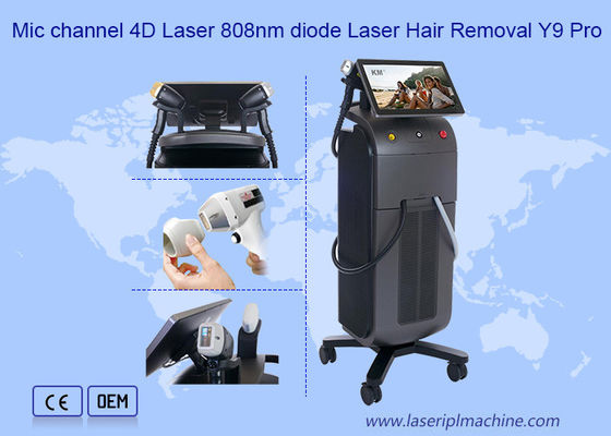 Μικροφωνικό κανάλι 4D 1600w 808 Diode Laser Hair Removal Machine Y9 Pro
