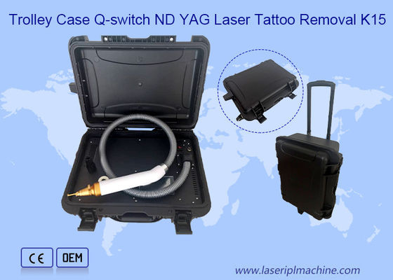 Τρόλεϊ Κέις 1064nm 532nm 1320nm Q Switch Nd Yag Λαζερική Μηχανή Απομάκρυνσης Τατουάζ