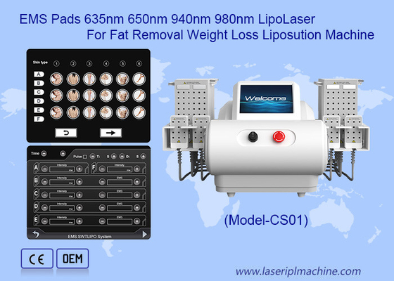 EMS Pads 635nm 650nm 940nm 980nm LipoLaser λιποαναρρόφηση μηχανή για την αφαίρεση λίπους
